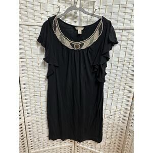 Vintage Black Jonathan Martin Dress Size 12 Beaded Collar